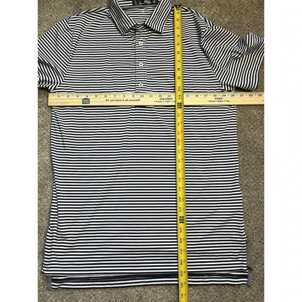 RLX Ralph Lauren‎ Men's Golf Polo Shirt Wicking Small Navy Blue/White Striped